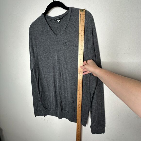 Mercedes Benz Logo Men's Ultra Thin Gray VNeck Long Sleeve Sweater Large - Picture 4 of 10